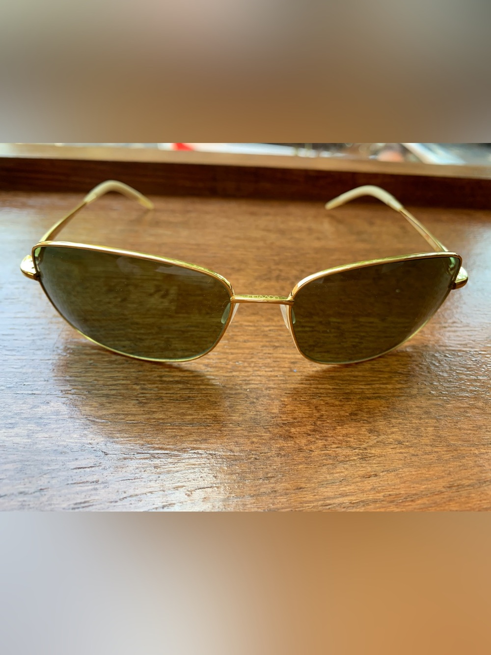 OLIVER PEOPLES TRUCE VFX POLARIZED Titanium 62 16-130 GOLD Frames GREEN Lens